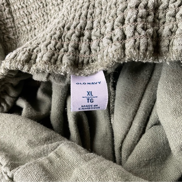 Old Navy Sage Green Linen Blend Wide Leg Jumpsuit Smocked Back XL - Picture 3 of 6